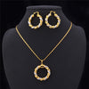 Two Tone Gold and Silver Earrings and Necklace Set