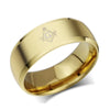 Stainless Steel Beveled Edges Ring with Masonic Symbol Band