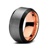 8mm Silver, Rose & Black Beveled Edges Tungsten Carbide Wedding Ring - Innovato Store