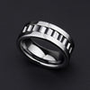 8mm Polished Silver Tone Tungsten Geometric Rotary Gear Comfortable Wedding Ring - Innovato Store