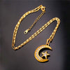 Silver and Gold with Cubic Zirconia Crescent Moon Pendant Necklace