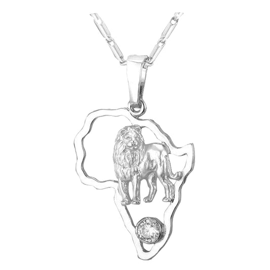 African Map Lion Pendant Necklace for Women