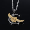 Silver and Gold Eagle Hawk Pendant Necklace