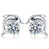 925 Sterling Silver Dolphin Earrings with Zirconia Crystal - Innovato Store