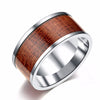 10mm Titanium Ring for Men with Pattern Brown Wood Design Inlay - Innovato Store