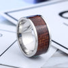 10mm Titanium Ring for Men with Pattern Brown Wood Design Inlay - Innovato Store