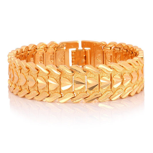 Gold Color Heart Wristband Bracelet for Women