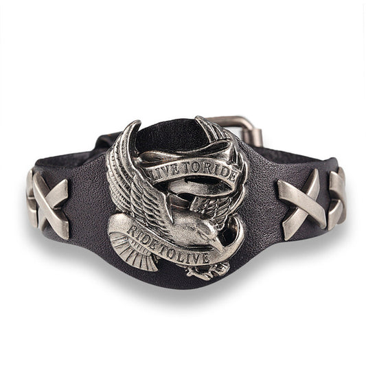 Eagle Retro Genuine Leather Rider Bracelet