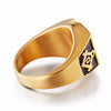 Gold Plated Stainless Steel Masonic Ring with Black Inlay for Men - Innovato Store