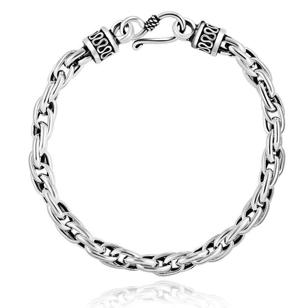 Water Shape Chain 925 Sterling Silver Vintage Bracelet