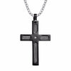 Black Plated Carbon Fiber Stainless Steel Cross Pendant Necklace