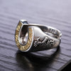 925 Sterling Silver Horseshoe Steampunk Ring for Luck - Innovato Store
