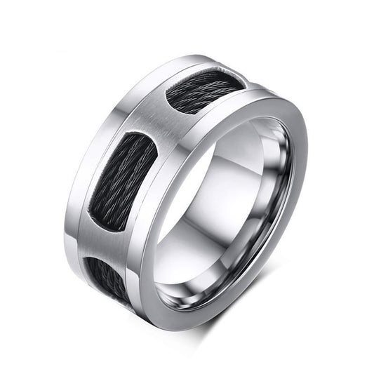 10mm Stainless Steel with Titanium Wire Insert and Brushed Matte Center Ring - Innovato Store