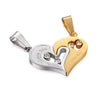 Two Colors Stainless Steel Heart Cubic Zirconia Couple Necklace