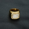 Hip Hop Micro Pave Ring with Multiple Rhinestones for Men Gold Plated - Innovato Store