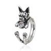 Antique Silver Plated with Crystal Rhinestone Dog Ring Women’s Jewelry