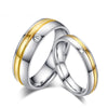 Mr. & Mrs. Stainless Steel with Gold Filled Center and CZ Crystal Couple Ring - Innovato Store