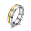 Mr. & Mrs. Stainless Steel with Gold Filled Center and CZ Crystal Couple Ring - Innovato Store