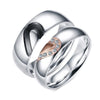 His and Hers Stainless Steel Ring with Brushed Matte Inlay and CZ Stones for the Ladies - Innovato Store