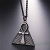 Ancient Pyramid with Ankh Cross Pendant Necklace
