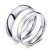 Stainless Steel Couple Wedding Ring with Different Color Half-a-Heart Shape