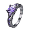 Purple Cubic Zirconia Black Gold-Filled Engagement Ring