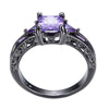 Purple Cubic Zirconia Black Gold-Filled Engagement Ring