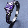 Purple Cubic Zirconia Black Gold-Filled Engagement Ring