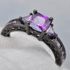 Purple Cubic Zirconia Black Gold-Filled Engagement Ring