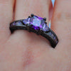 Purple Cubic Zirconia Black Gold-Filled Engagement Ring