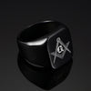 Black Cool Square Shape Top Freemason Ring - Innovato Store