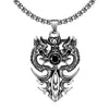 316L Stainless Steel Double Dragon Pendant Necklace with Black Zirconia