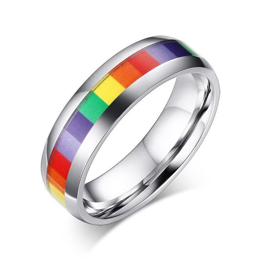 Rainbow Color Pure Stainless Steel Ring