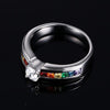 Multi-Color Cubic Zirconia Stone Insert with a Giant Crystal Stainless Steel Ring - Innovato Store