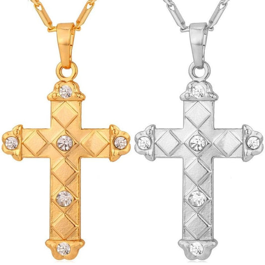 Rhinestone Crystal Encrusted Latin Cross in Gold or Platinum