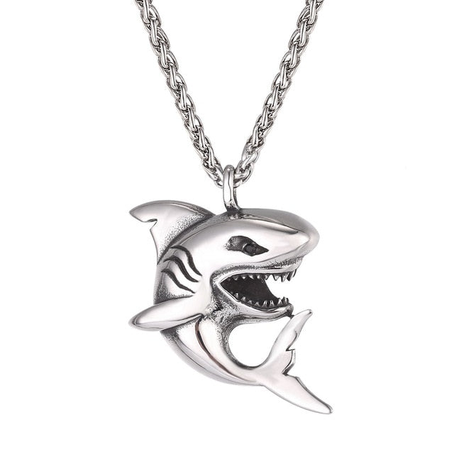 Mens on sale shark necklace