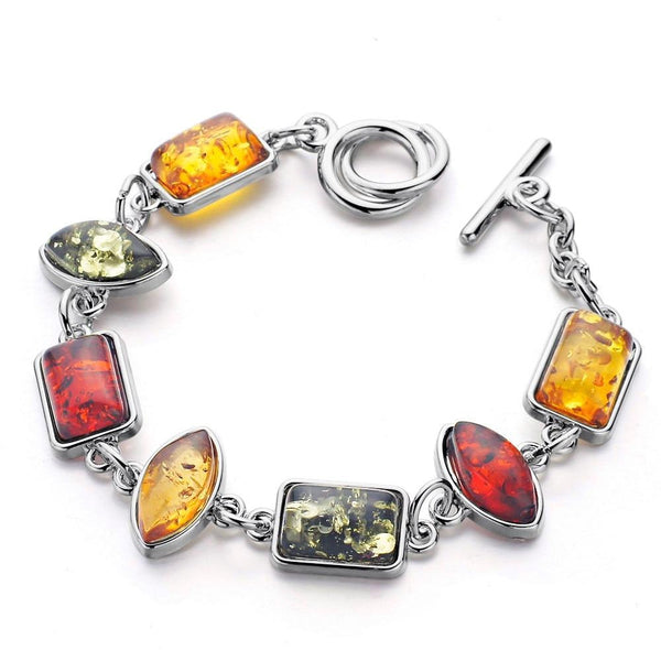 Multicolor Baltic Synthetic Amber Chic Link Bracelet