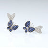 Blue and White Cubic Zirconia Butterfly Stud Earrings Women’s Jewelry