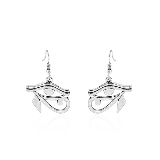 Silver Toned Eye of Horus Charm Earring