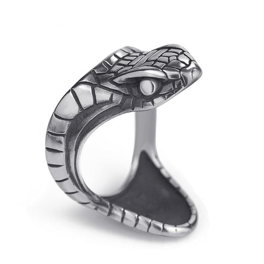 Stainless Steel Viper Snake Ring Men’s Jewelry