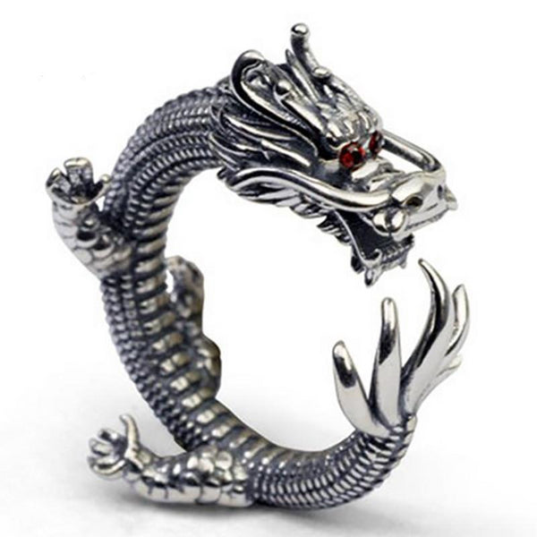 Silver Dragon 925 Sterling Silver Ring for Men