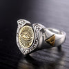925 Sterling Silver and Gold Eye of Horus Adjustable Ring
