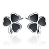 Black and Silver Lucky Clover Stud Earrings