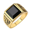 Vintage Gold Plated Ring with Black Stone for Men