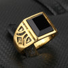 Vintage Gold Plated Ring with Black Stone for Men