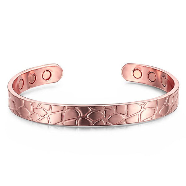 Mosaic Patterned Rose Gold Copper Cuff Magnetic Bracelet