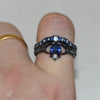 Black Gold Filled with Blue and Clear Cubic Zirconia Rings