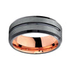 Black Brushed Matte Tungsten Carbide with Rose Coated Inner Wedding Band - Innovato Store