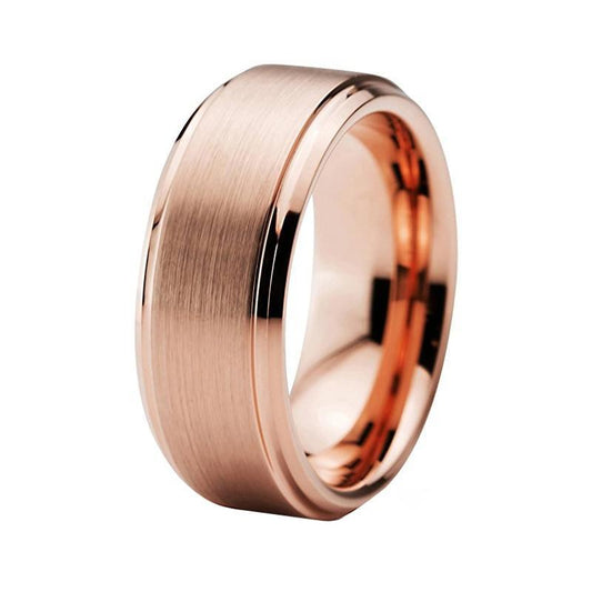 Rose Gold Plated Tungsten Carbide with Matte Finish Wedding Ring