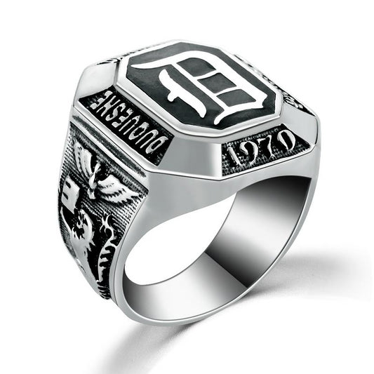 925 Sterling Silver B Letter Hip Hop Ring for Men - Innovato Store